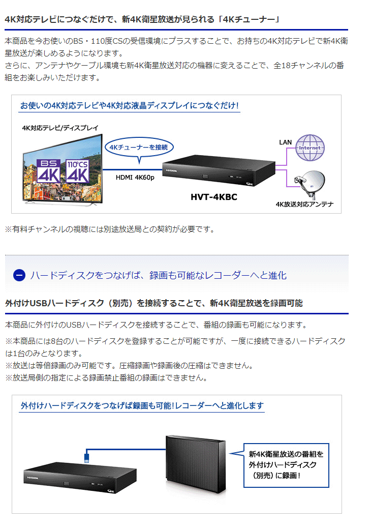 アイ・オー・データ 4Kチューナー 外付けHDD録画 リモコン付 - 通販