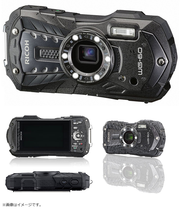 RICOH WG-60（ブラック）＋バッテリー＋充電器キットセット【wg60set 