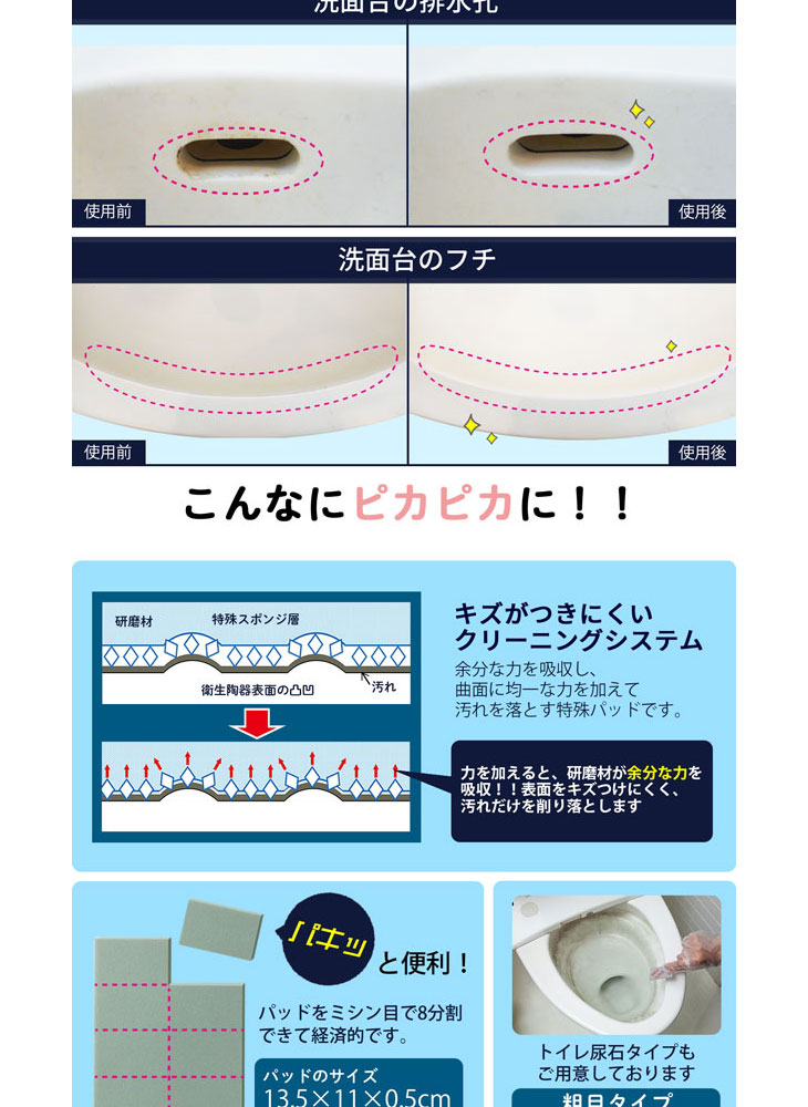 逸品】 ぴかツール 洗面台 陶器汚れ取りパッド discoversvg.com