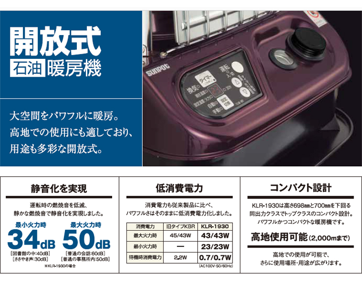 ヒーター SunPot/サンポット 通販 PayPayモール KLR-1230Q 業務用 開放式石油暖房（ 対流ファン付）エンジメタリック こちらの