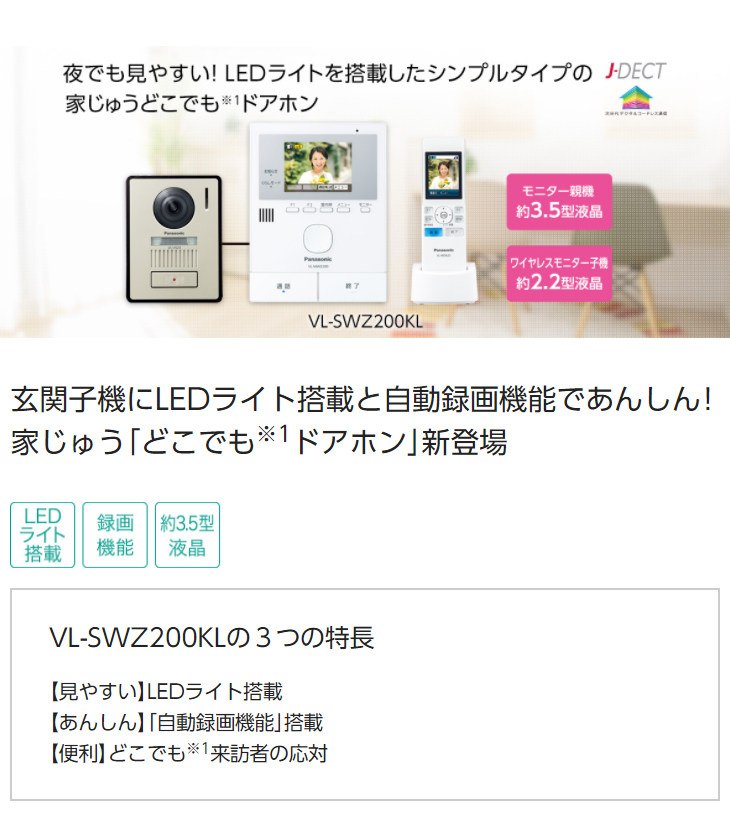 Vl Swz0kl ワイヤレスモニター付テレビドアホン1 2タイプ 電源コード式 ムラウチドットコム