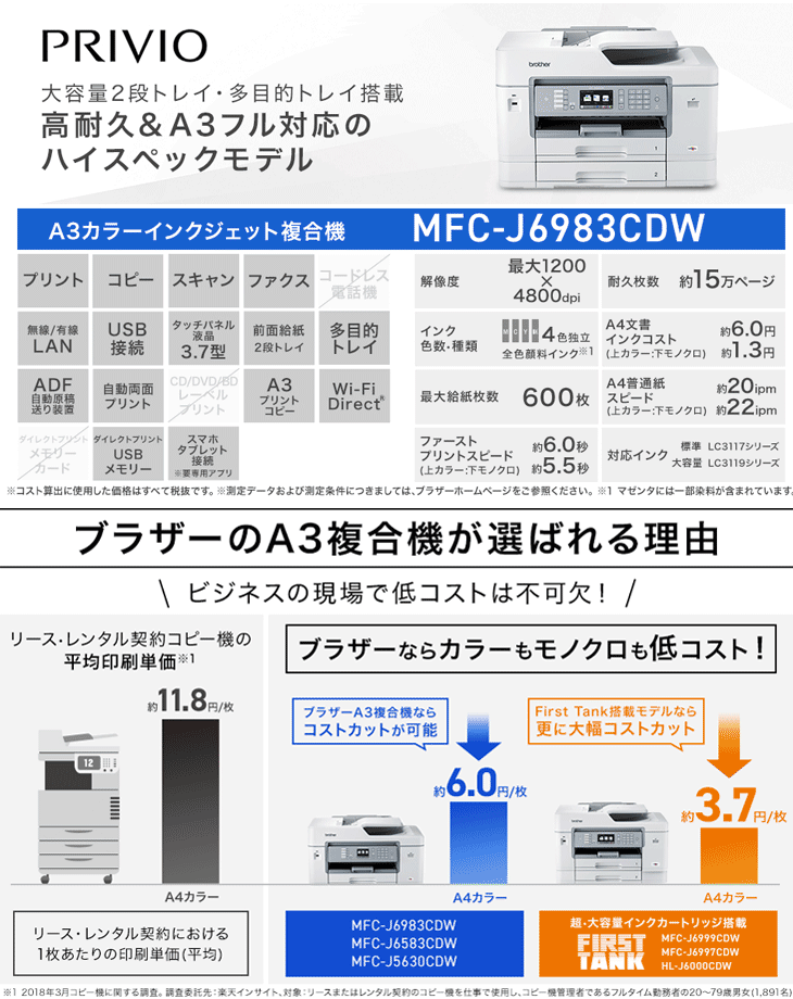 在庫限り A3インクジェット複合機 FAX/ADF/給紙トレイ2段 MFC-J6983CDW 【 ムラウチドットコム 】 在庫限り A3インクジェット複合機 FAX/ADF/給紙トレイ2段 MFC-J6983CDW 【 ムラウチドットコム 】