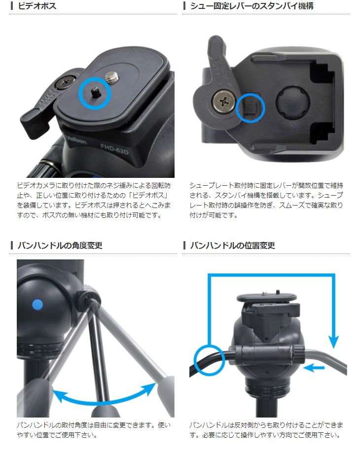 EX-647V2 EX-647 ビデオ II 中型ファミリービデオ三脚 4段 【 ムラウチドットコム 】