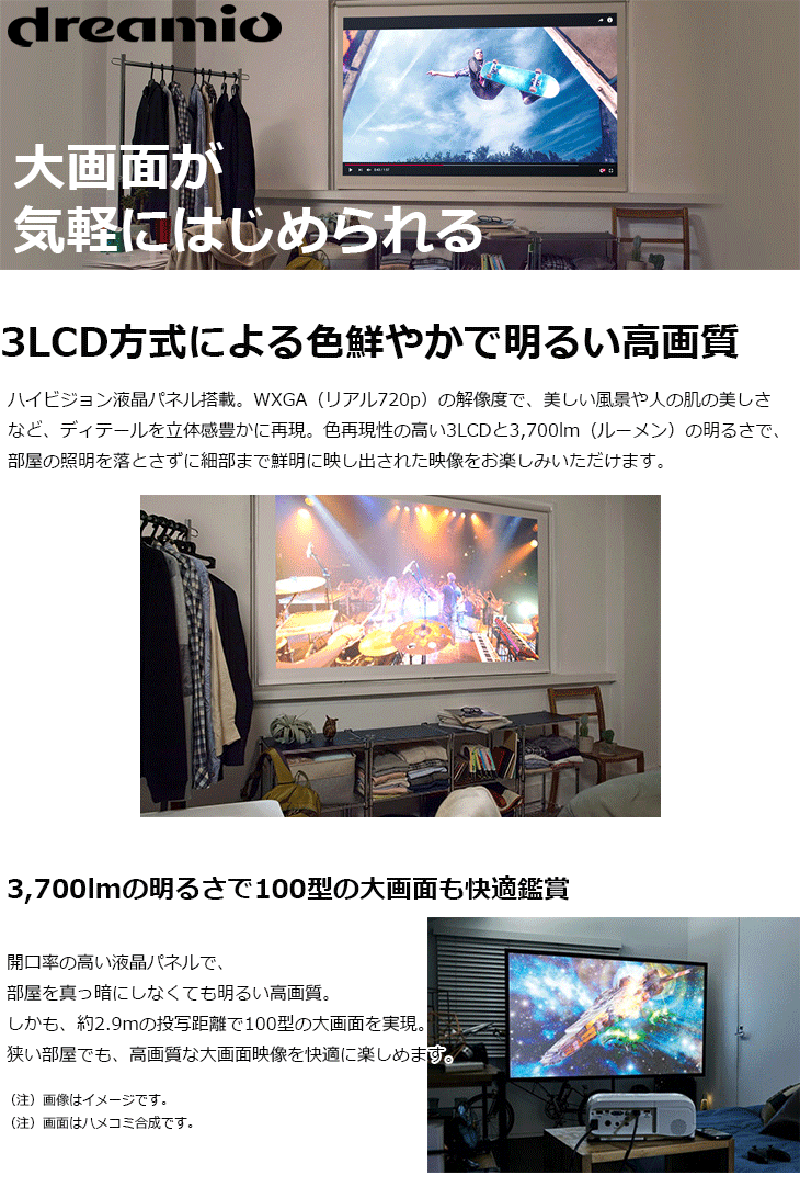 ビジネスプロジェクター dreamio ドリーミオ スタンダードモデル 3700lm WXGA EB-W06 【 ムラウチドットコム 】
