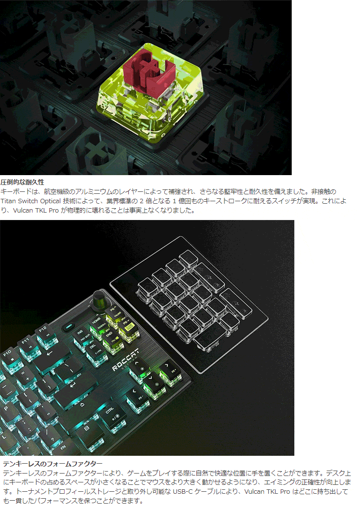 名入れ無料 ゲーミングキーボード Vulcan Tkl Pro 英語配列 Roc 12 5 Pc周辺機器 Pc タブレット 9 7 Eur Artec Fr