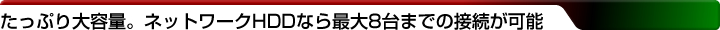 たっぷり大容量&かんたん接続。ネットワークHDDなら最大8台までの接続が可能