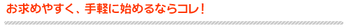 お求めやすく、手軽に始めるならコレ！