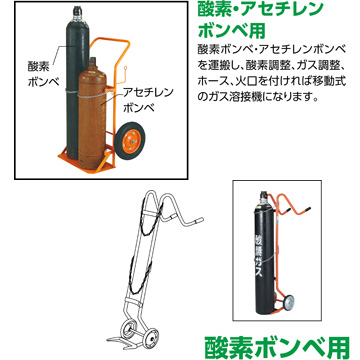 酸素・アセチレンボンベ用と酸素ボンベ用